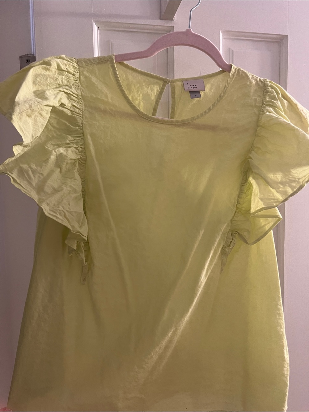 a new day Light Yellow Ruffle Sleeve Blouse